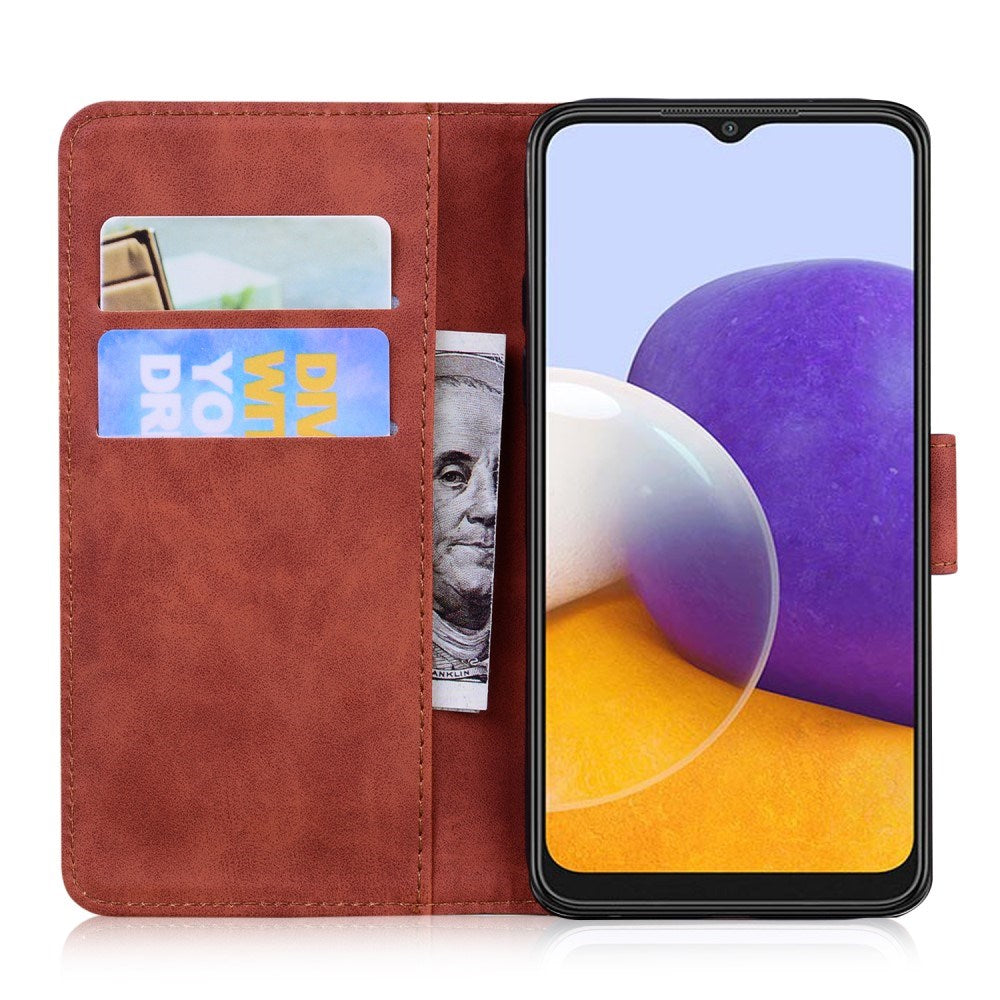 EIDERWOOD - Samsung Galaxy A22 (5G) - Kunstlæder Flip Cover m. Kortholder & Ståfunktion - Brun