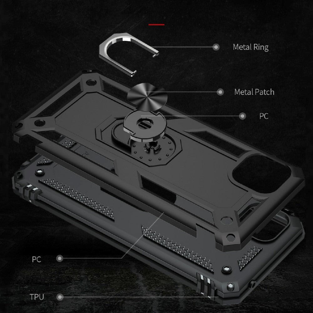 Samsung Galaxy A22 (5G) Hybrid Håndværker Bagside Cover m. Magnetisk Kickstand - Sort