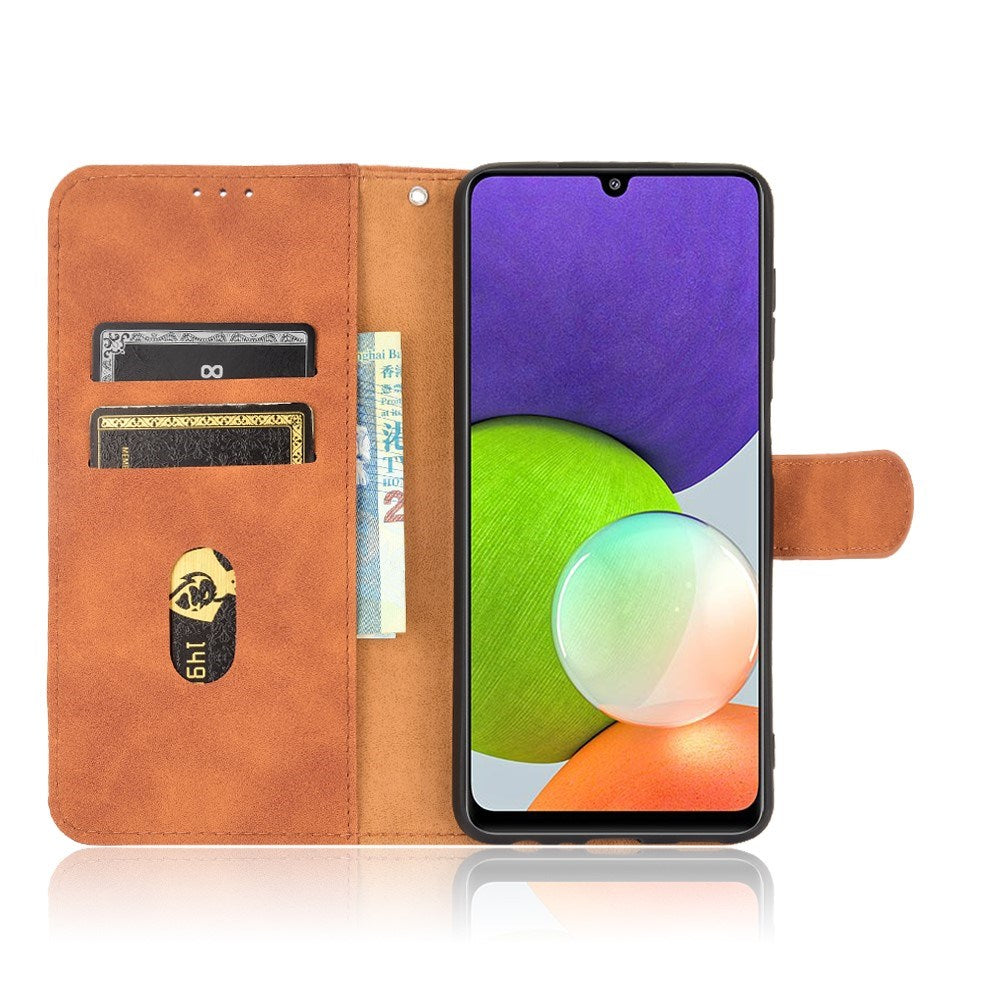 EIDERWOOD - Samsung Galaxy A22 (4G) - Kunstlæder Flip Cover m. Kortholder & Ståfunktion - Brun