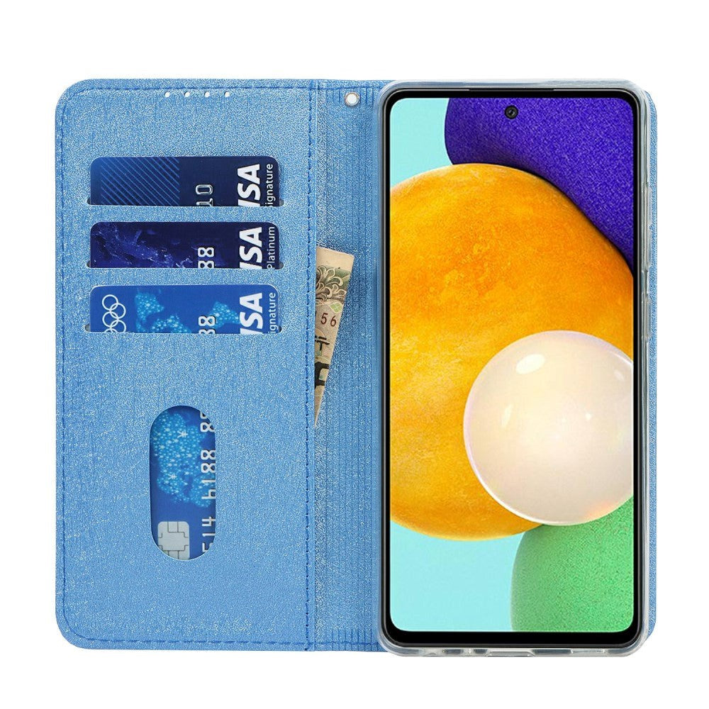Samsung Galaxy A52 (4G / 5G) / A52s (5G) Læder Flip Cover - Silke Tekstur m. Pung - Blå