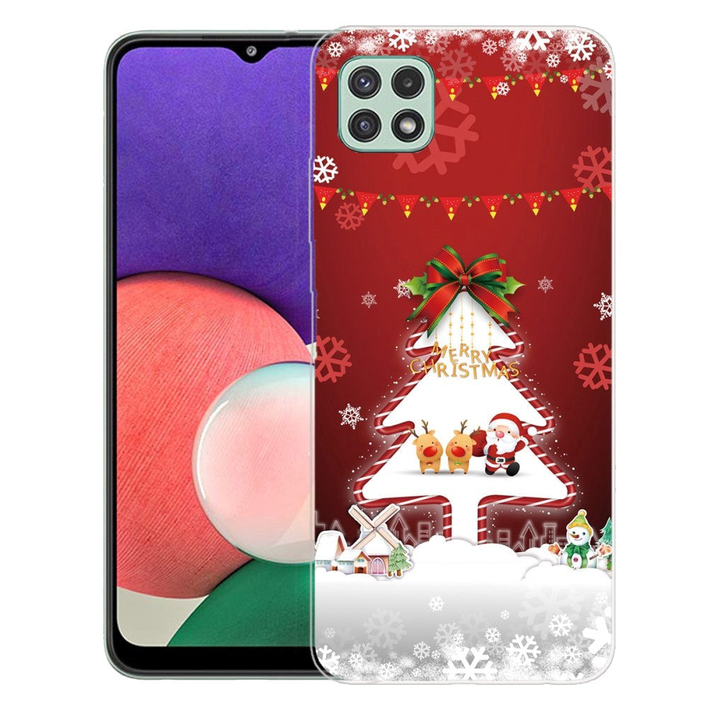 Samsung Galaxy A22 (5G) TPU Plast Julecover - Merry Christmas - Juletræ & Snefnug