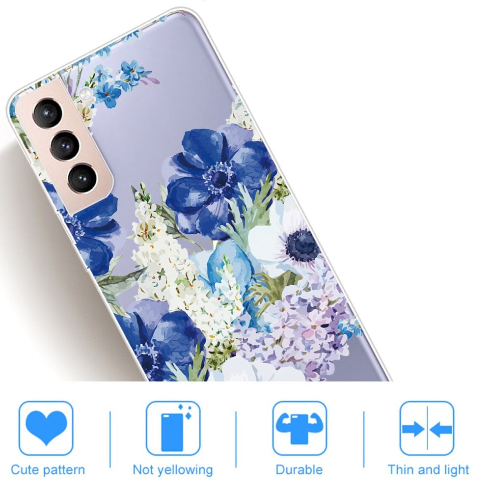 Samsung Galaxy S22 Fleksibelt Plastik Bagside Cover - Lilla Blomster