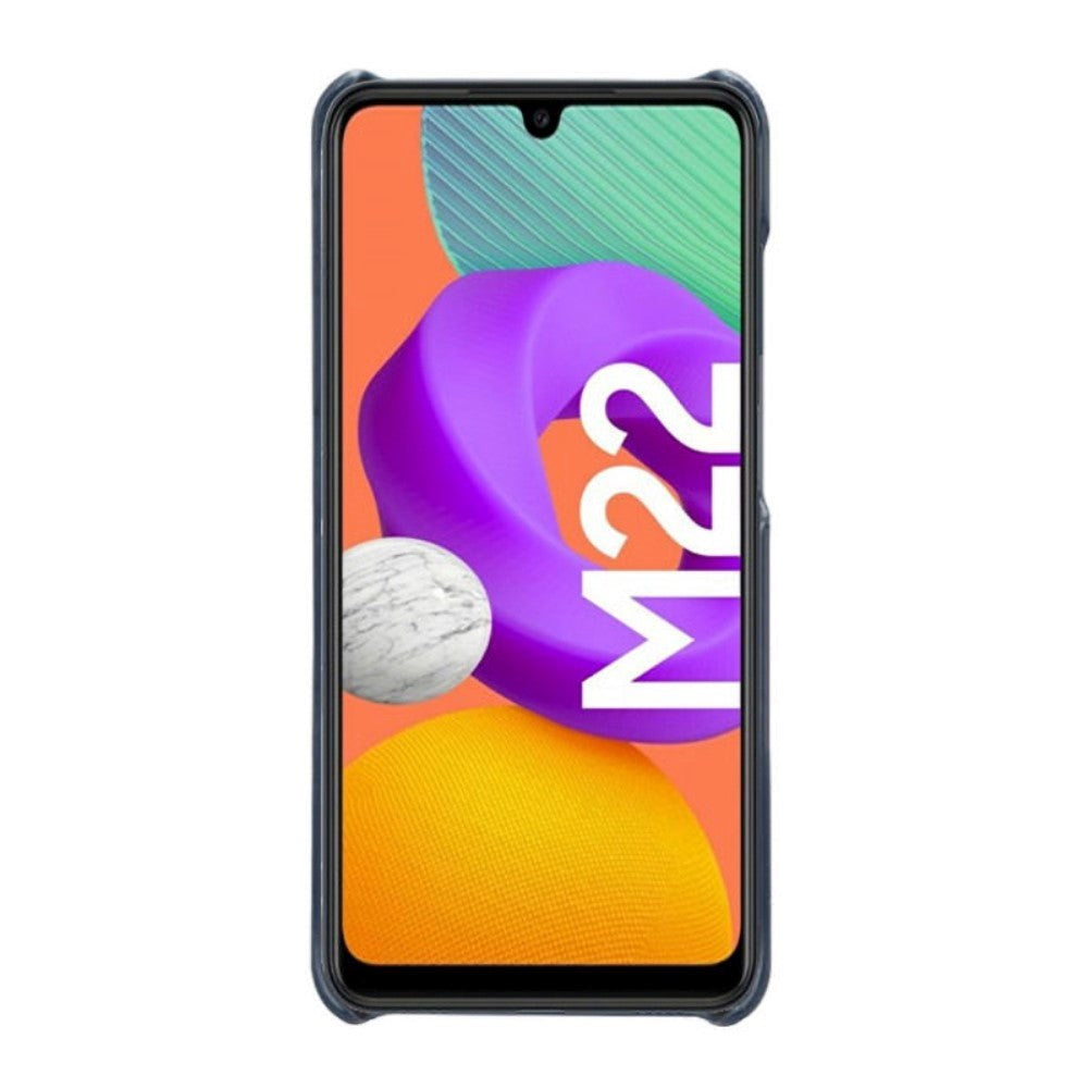Samsung Galaxy M32 / M22 Læderbetrukket Cover - Blå