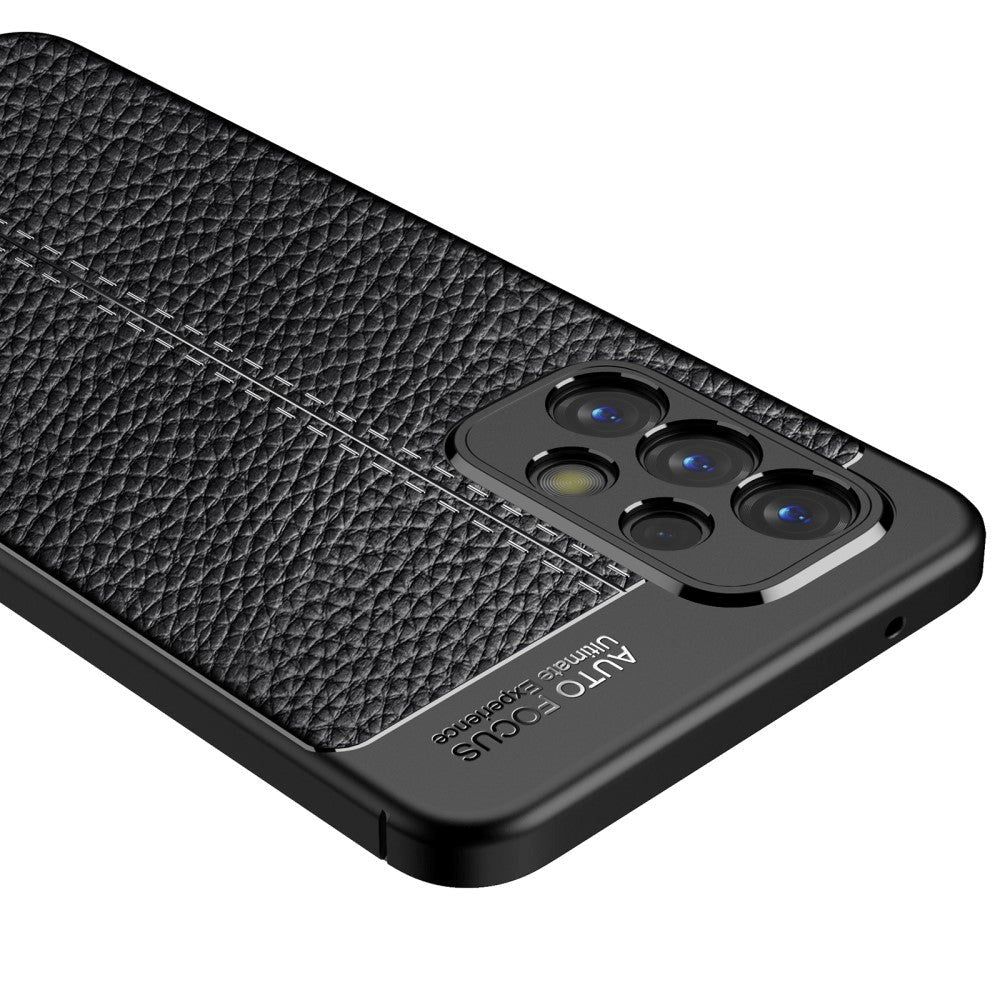 Samsung Galaxy A73 (5G) Fleksibelt Plastik Bagside Cover - Litchi Tekstur - Sort