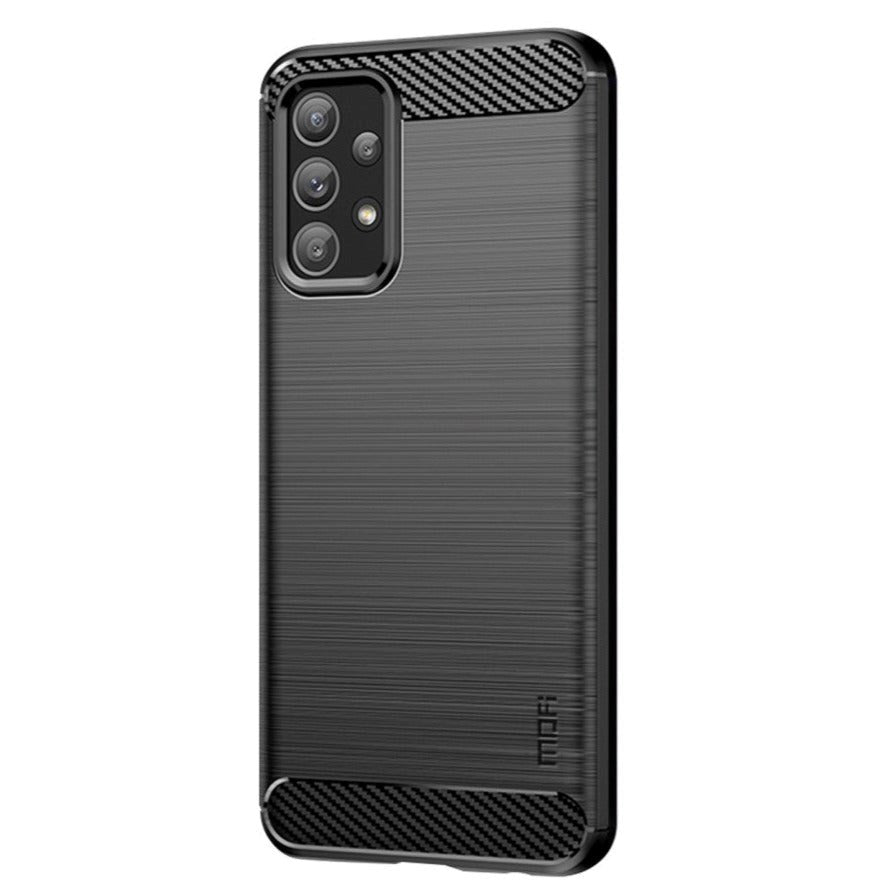 Samsung Galaxy A23 (5G) Mofi Brushed Carbon Fiber Fleksibelt Plastik Bagside Cover - Sort