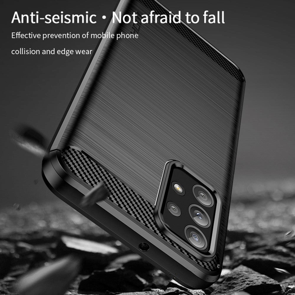 Samsung Galaxy A23 (5G) Mofi Brushed Carbon Fiber Fleksibelt Plastik Bagside Cover - Sort