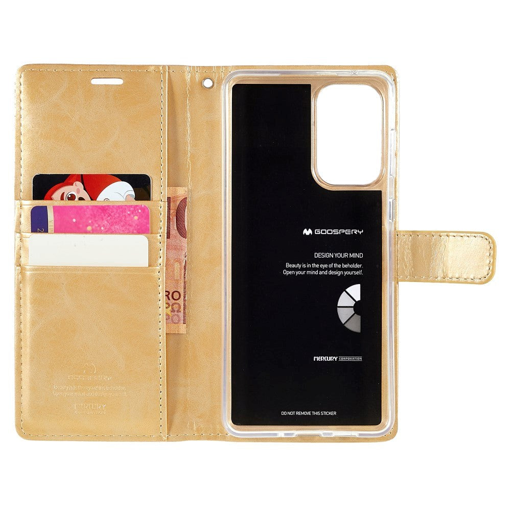 GOOSPERY Blue Moon Samsung Galaxy A73 (5G) Læder Cover m. Pung - Guld