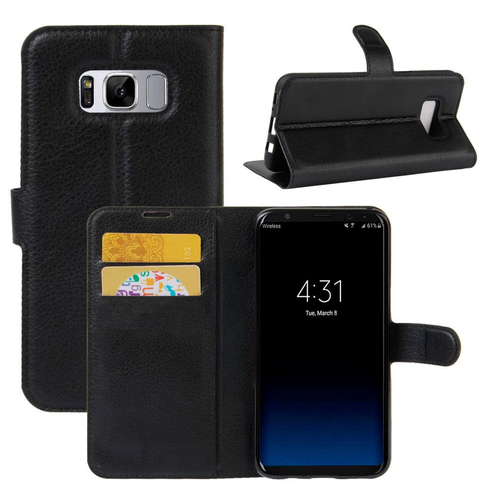 Samsung Galaxy S8 Plus PU Læder Flipcover m. Kortholder - Sort