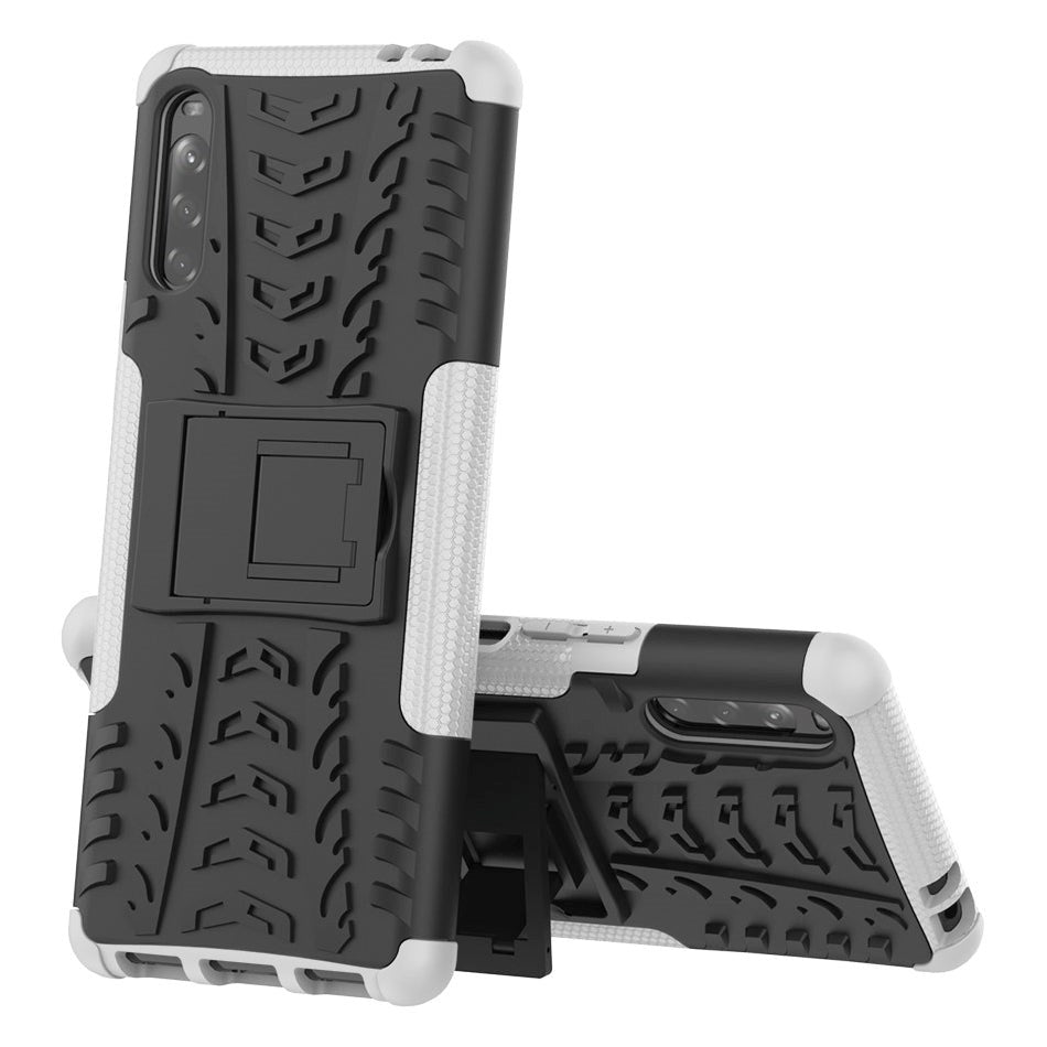 Sony Xperia L4 Cool Tyre Håndværker Case m. Stander - Sort / Hvid