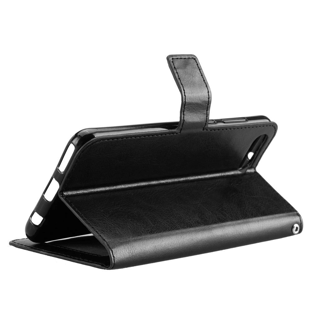 Huawei Y5 (2018) Crazy Horse Læder Cover m. Pung Sort