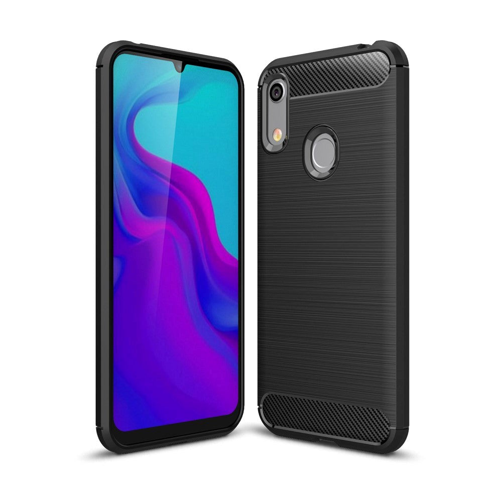 Huawei Y6 (2019) Brushed Carbon Fibre TPU Plast Cover Sort