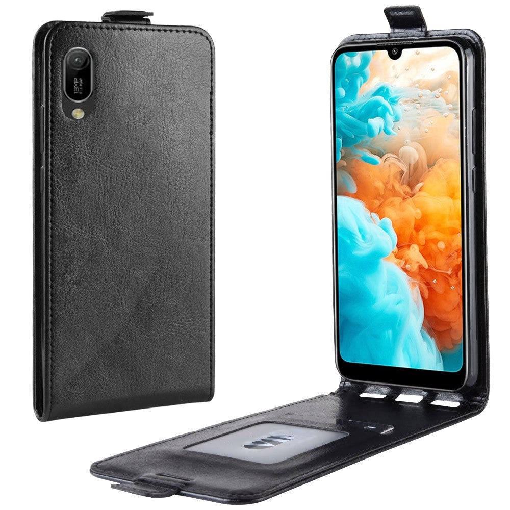 Huawei Y6 (2019) Læder Flip Cover m. Pung Sort