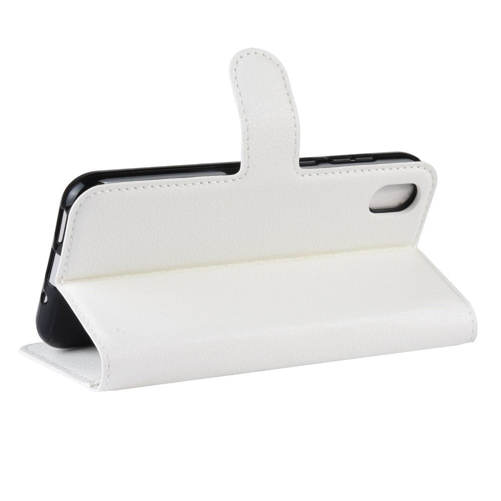 Huawei Y5 (2019) Litchi Læder Flip Cover m. Pung - Hvid