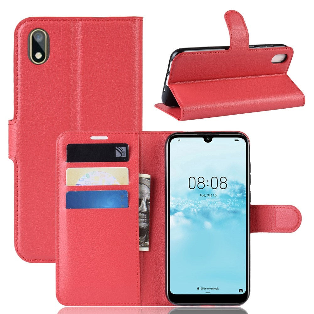 Huawei Y5 (2019) Litchi Læder Flip Cover m. Pung - Rød