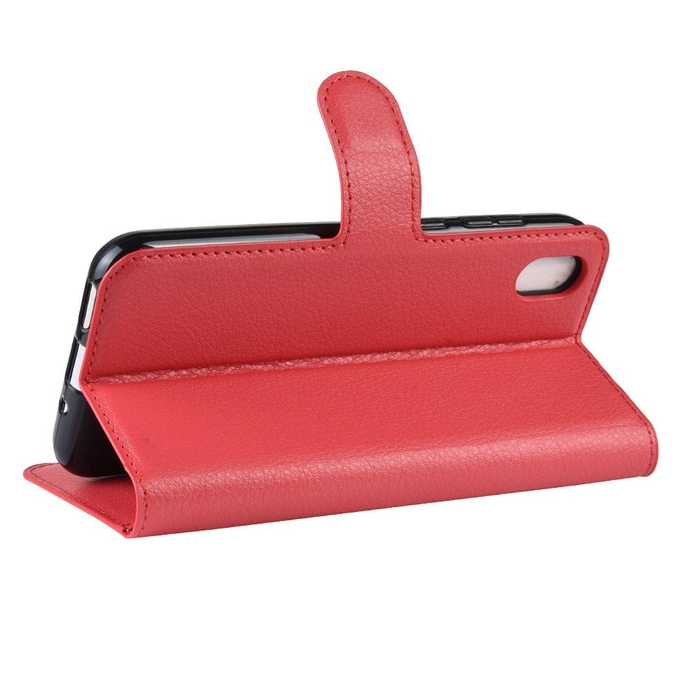 Huawei Y5 (2019) Litchi Læder Flip Cover m. Pung - Rød