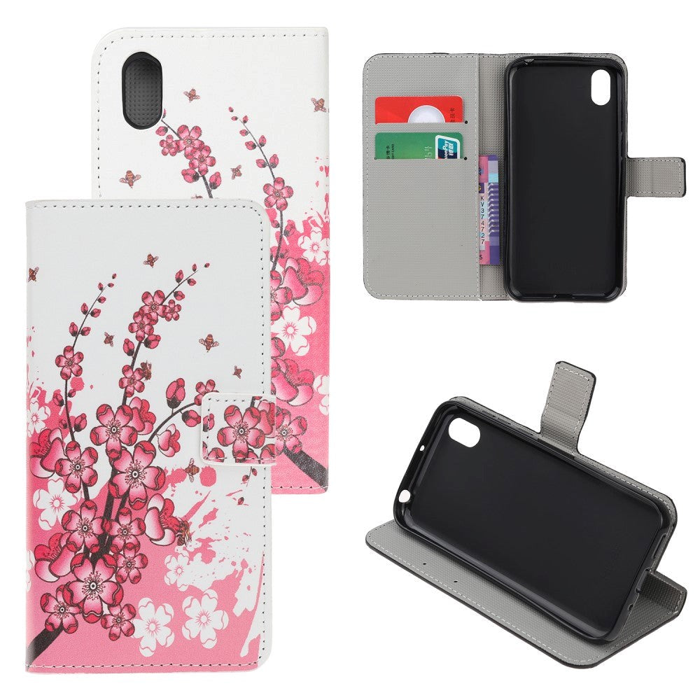 Huawei Y5 (2019) Flip Cover m. Lyserøde Blomster