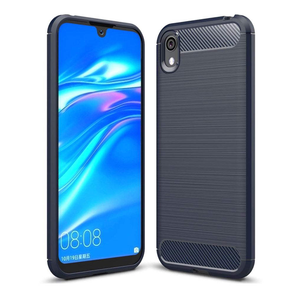 Huawei Y5 (2019) Carbon Fibre Fleksibelt Plastik Cover - Mørke Blå