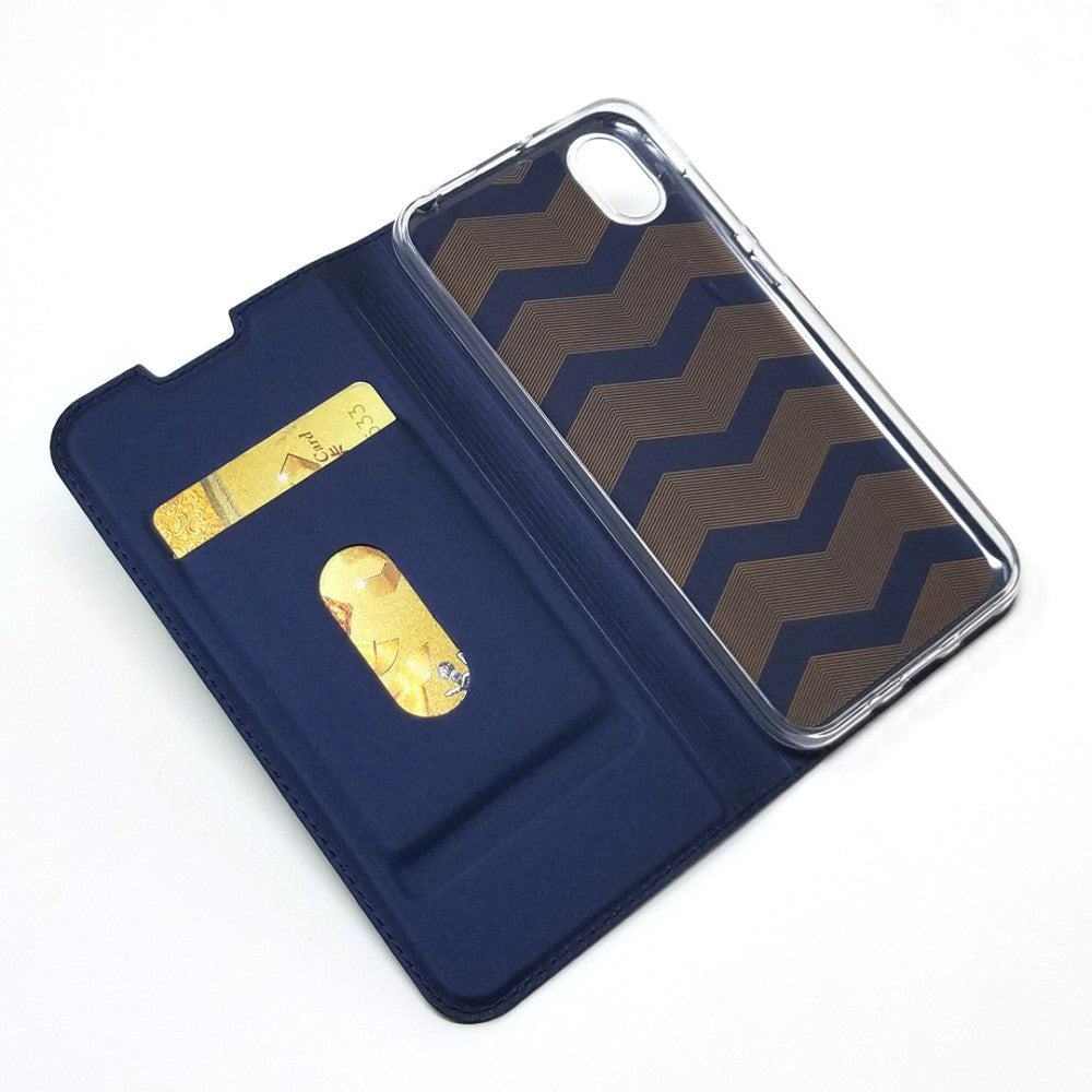 Huawei Y5 (2019) Slim Læder Flip Cover m. Kortholder - Blå