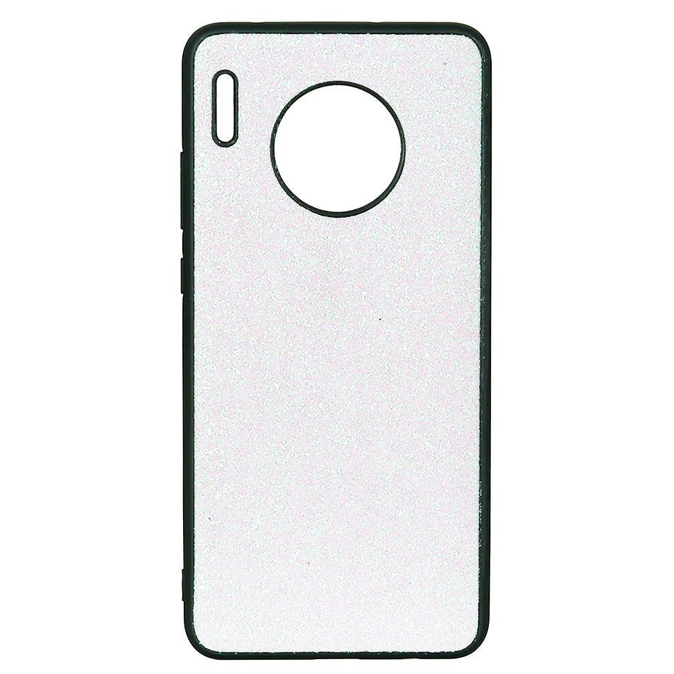 Huawei Mate 30 Pro Læderbetrukket Plastik Cover Hvid Glitter