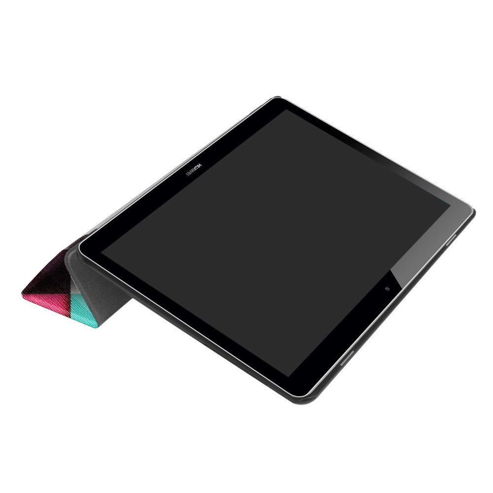 Huawei MediaPad T3 10 9.6" Cover - Tri-Fold Læder Cover "Colorful Squares" Flerfarvet