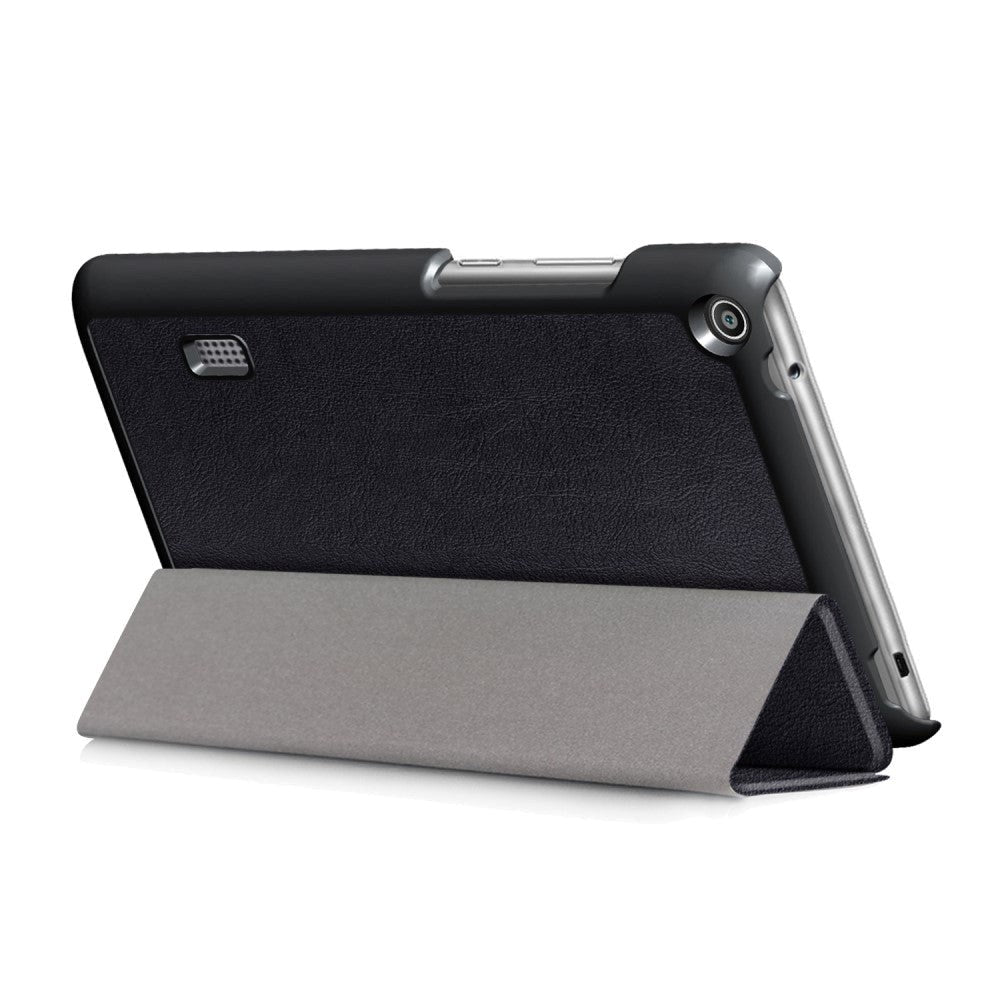 Huawei Mediapad T3 7" Cover - Klassisk Tri-fold Læder Cover Sort