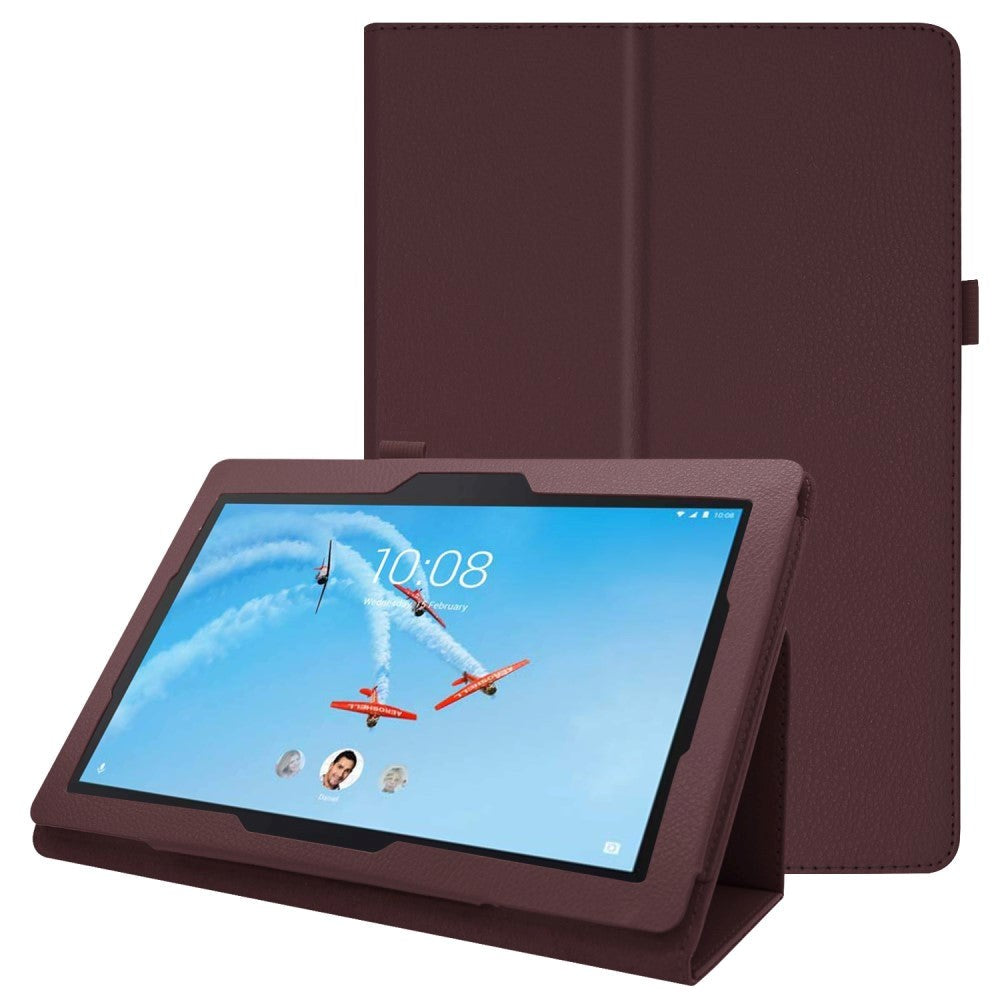 Lenovo Tab E10 Læder Cover m. Standerfunktion - Brun
