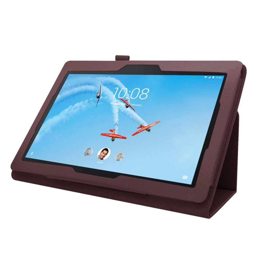 Lenovo Tab E10 Læder Cover m. Standerfunktion - Brun