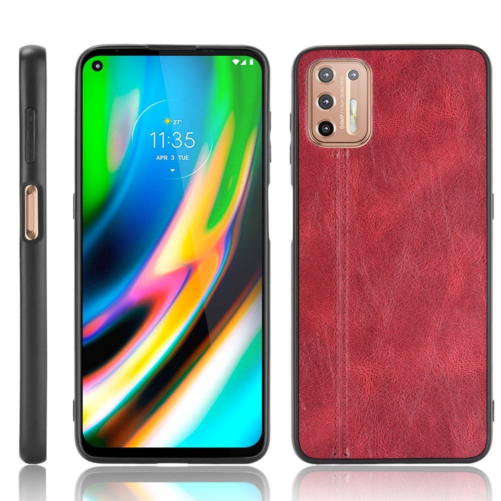 Motorola Moto G9 Plus - Læderbelagt Cover - Rød