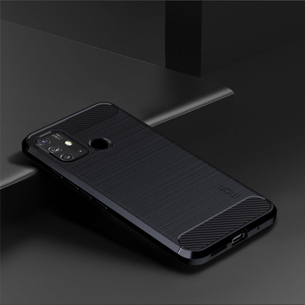 Motorola Moto G10 / G20 / G30 Mofi Brushed Carbon Fiber Fleksibelt Plastik Bagside Cover - Blå