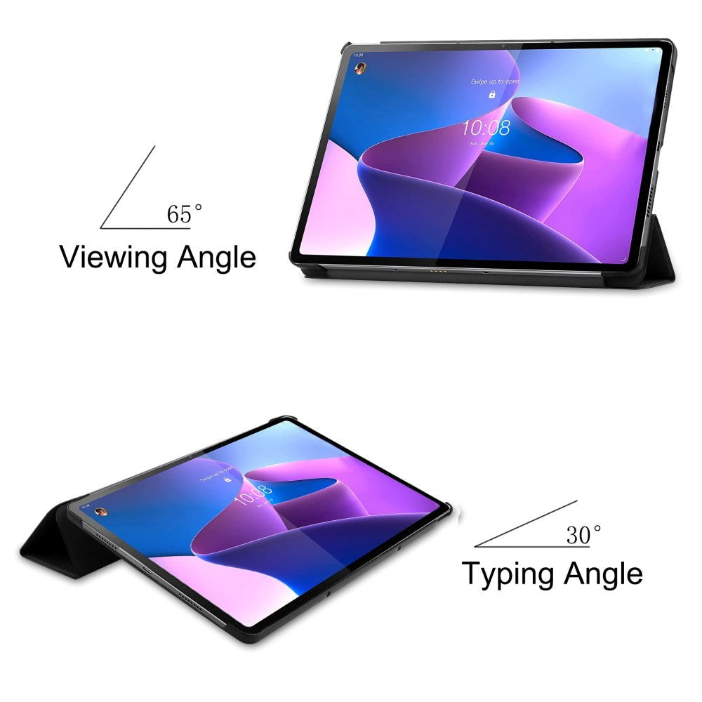 Lenovo Tab P12 Pro Tri-Fold Læder Flip Cover - Sort
