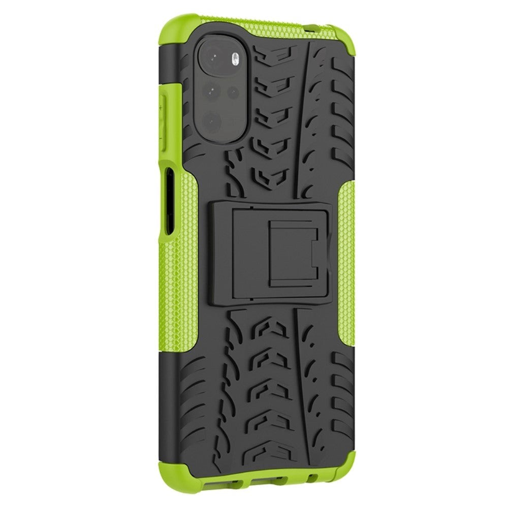 Motorola Moto G22 Håndværker Cover Cool Tyre m. Stander - Sort / Grøn
