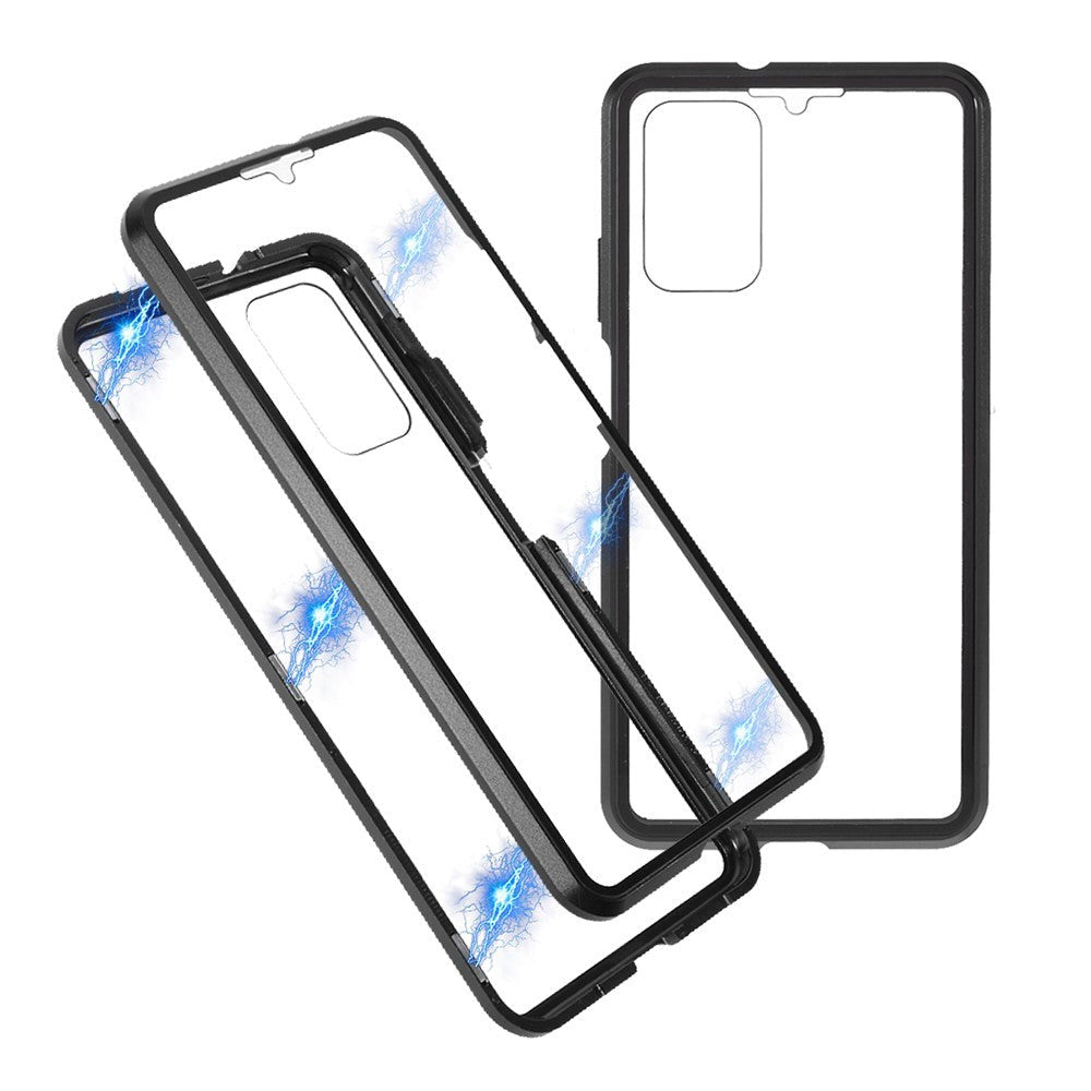Xiaomi Poco M3 Magnetisk Metal Cover m. Glas For- og Bagside - Sort
