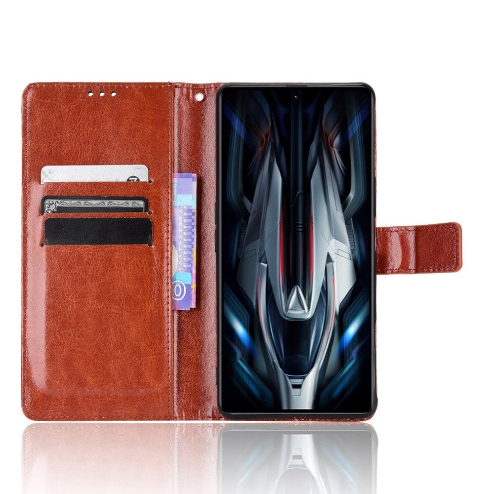 Xiaomi Poco F4 GT Blankt Læder Flip Cover m. Pung & Strop - Brun