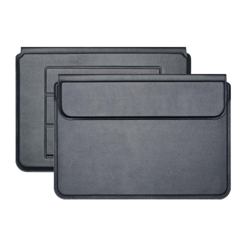 Tri-fold Læder MacBook Sleeve 15-16" (37 x 27 cm) - Sort
