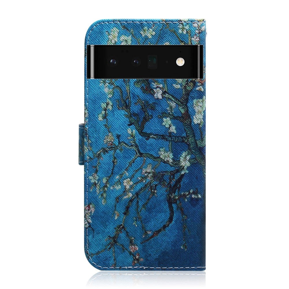 Google Pixel 6 Pro Læder Flip Cover m. Pung & Print - Træ
