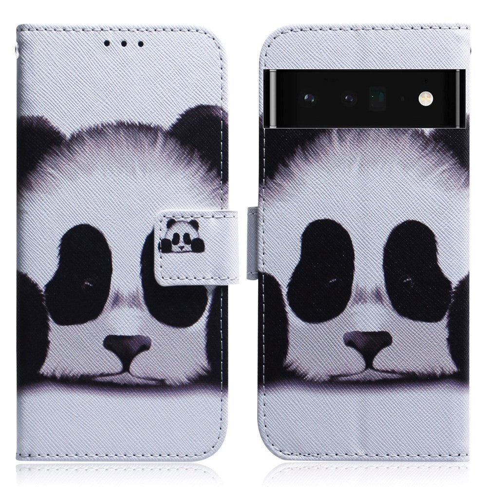 Google Pixel 6 Pro Læder Flip Cover m. Pung & Print - Panda