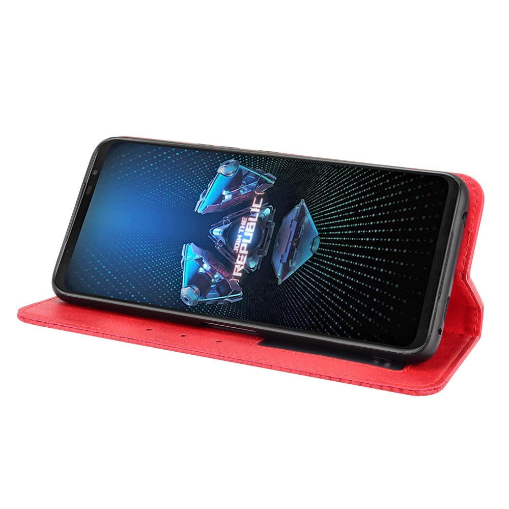 Asus ROG Phone 5 Læder Cover m. Pung og Magnetisk Luk - Rød