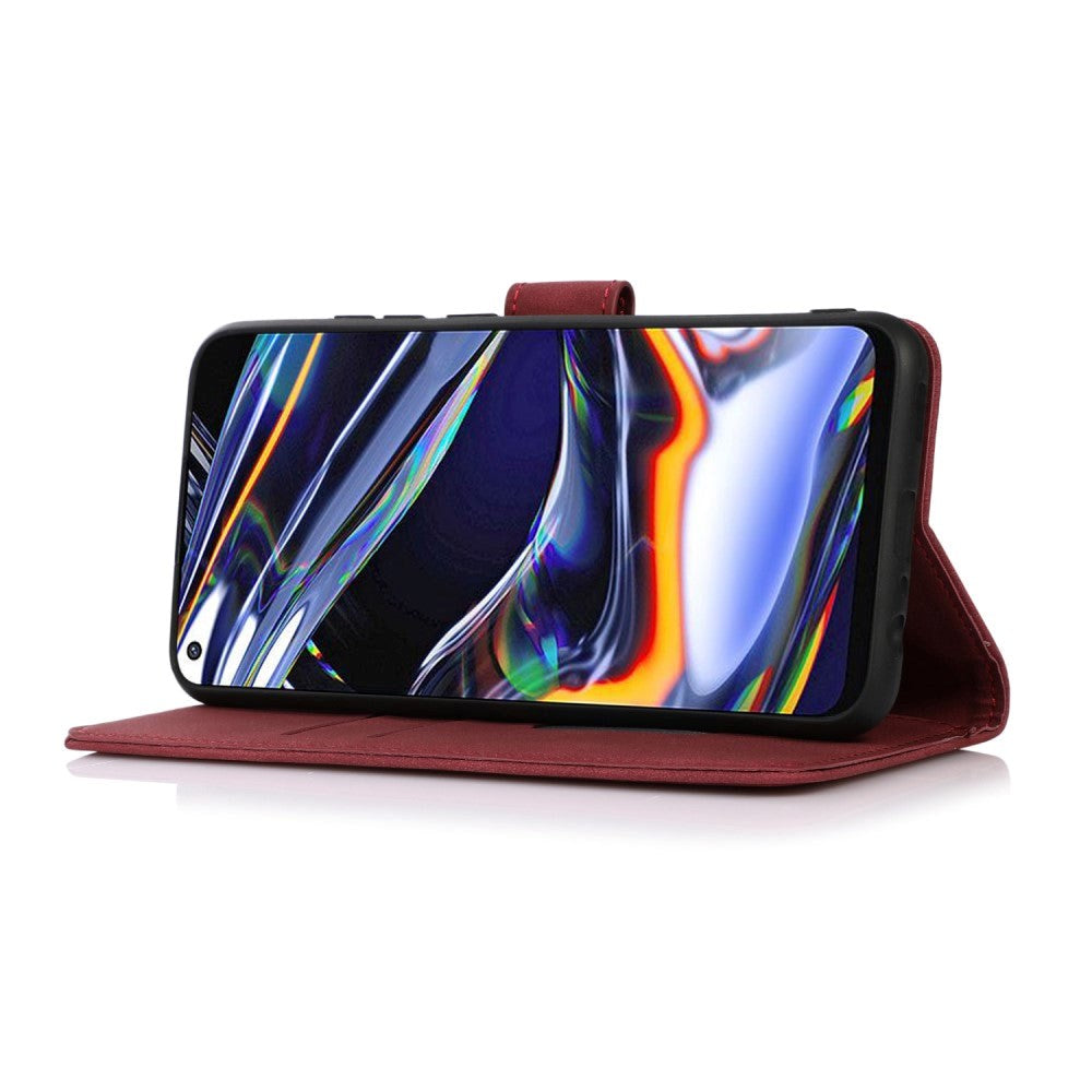 Asus ROG Phone 5 Khazneh Flip Læder Cover m. Pung - Stof-Tekstur - Rød