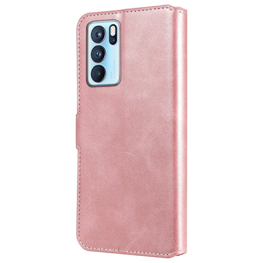Oppo Reno6 Pro Læder Flip Cover m. Pung & Magnetisk Luk - Rose Gold