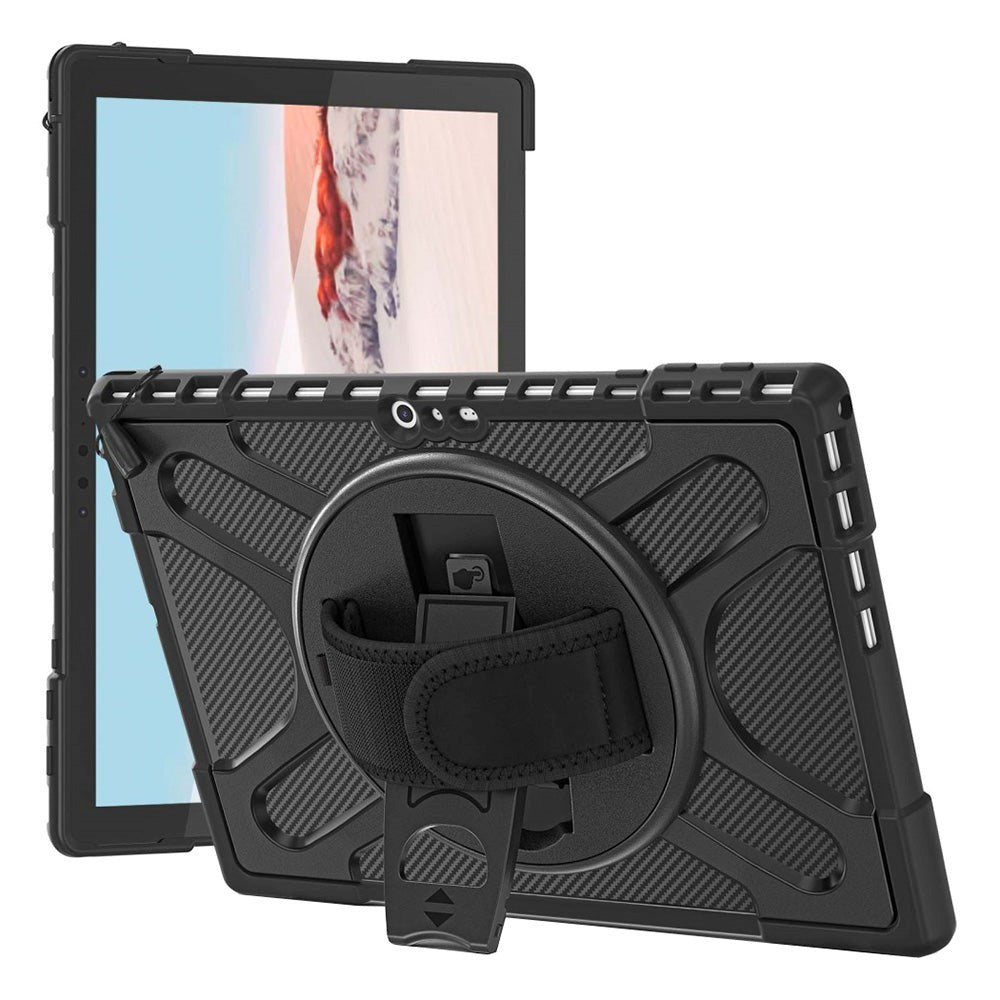 Microsoft Surface Pro 4/5/6/7 Håndværker Case - Kickstand & Håndholder - Sort