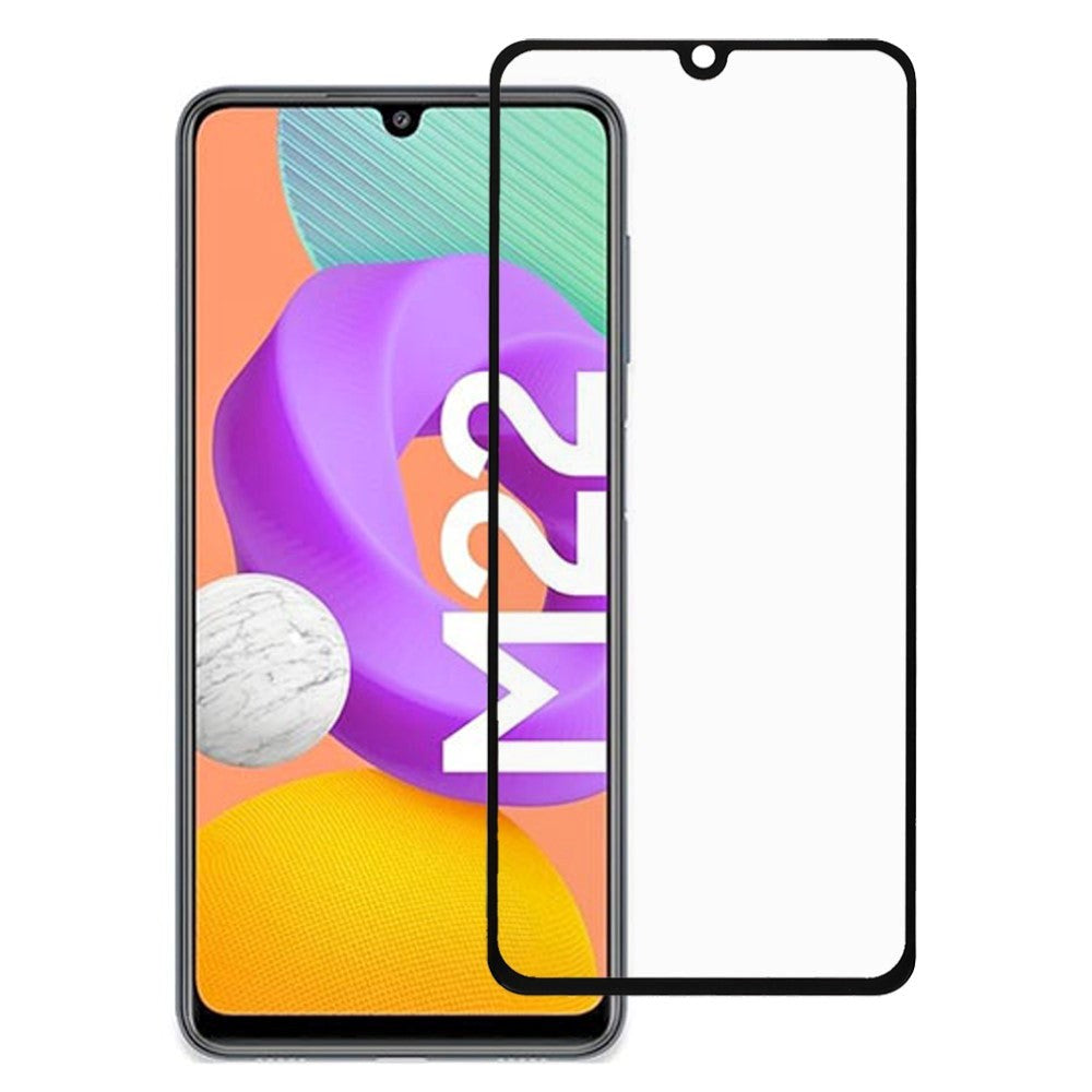 Samsung Galaxy M22 / M32 Full-fit Skærmbeskyttelse - Hærdet Glas - Sort Kant