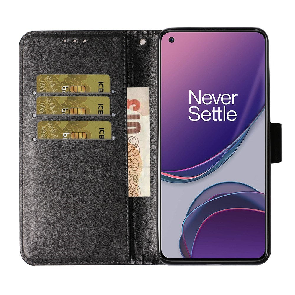 EIDERWOOD OnePlus 8T Kunstlæder Flip Cover m. Strop & Pung - Sort