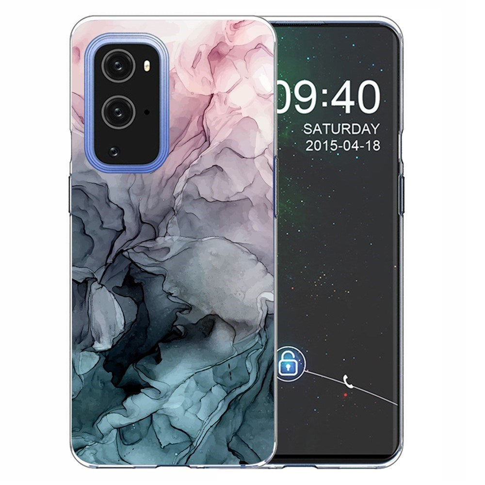 EIDERWOOD OnePlus 9 Pro Fleksibelt Plastik Mobil Cover m. Marmordesign - Blå / Lyserød / Sort