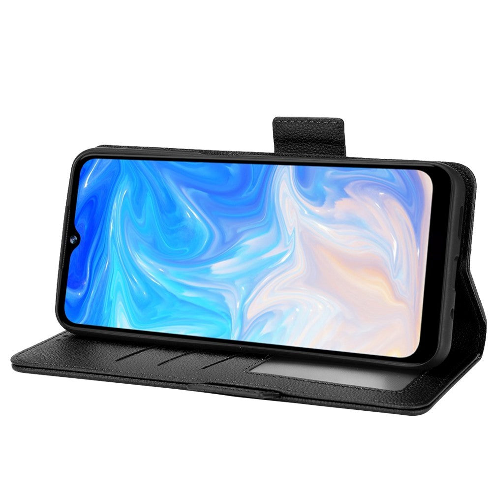 Doogee N40 Pro PU Litchi Læder Flip Cover m. Pung - Sort