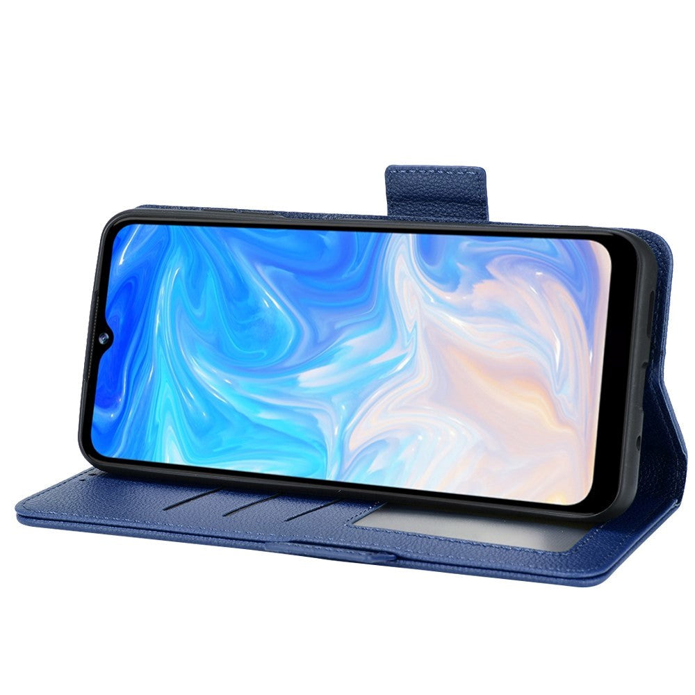 Doogee N40 Pro PU Litchi Læder Flip Cover m. Pung - Blå