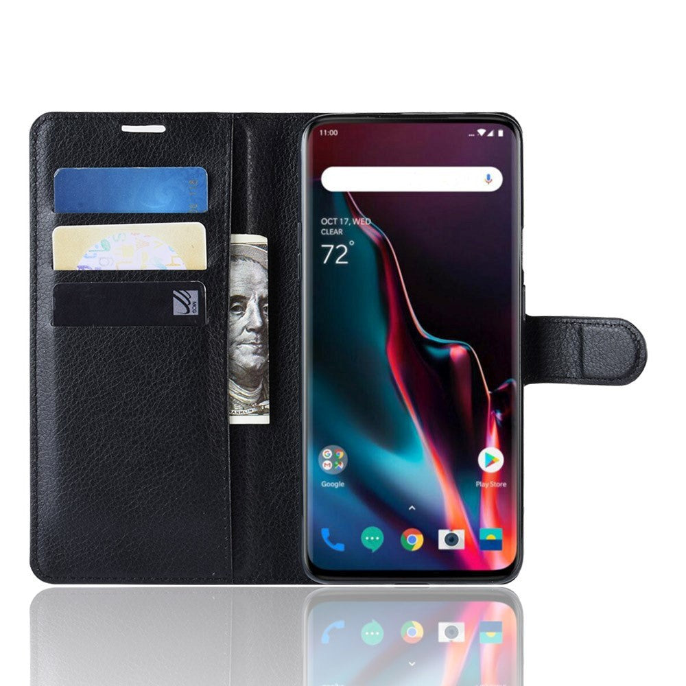 OnePlus 7 Pro Læder Flip Cover m. Pung & Stand - Sort