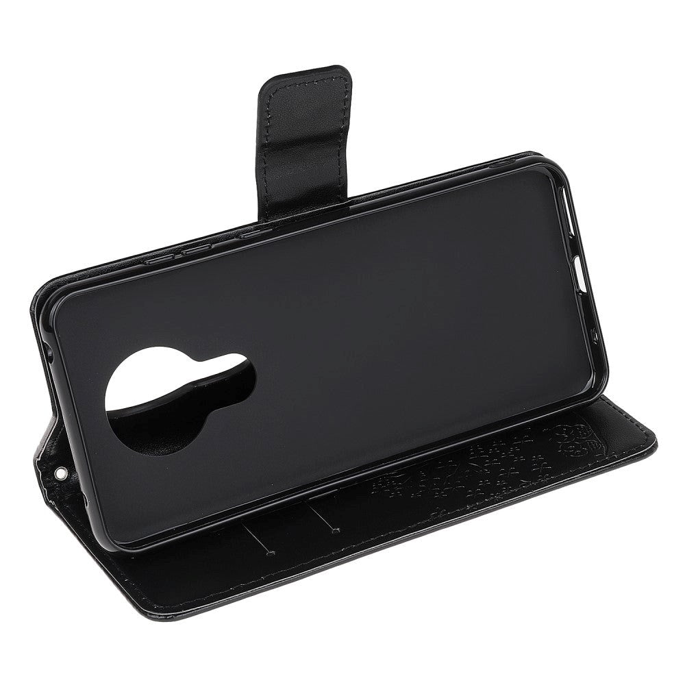 Nokia 5.3 Læder Flip Cover m. Pung - Ugler i Træ Sort