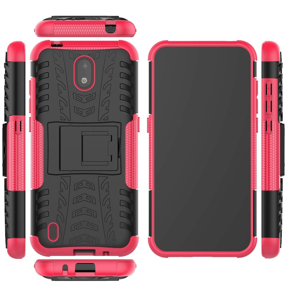 Nokia 1.3 Cool Tyre Håndværker Cover m. Stander - Sort / Pink