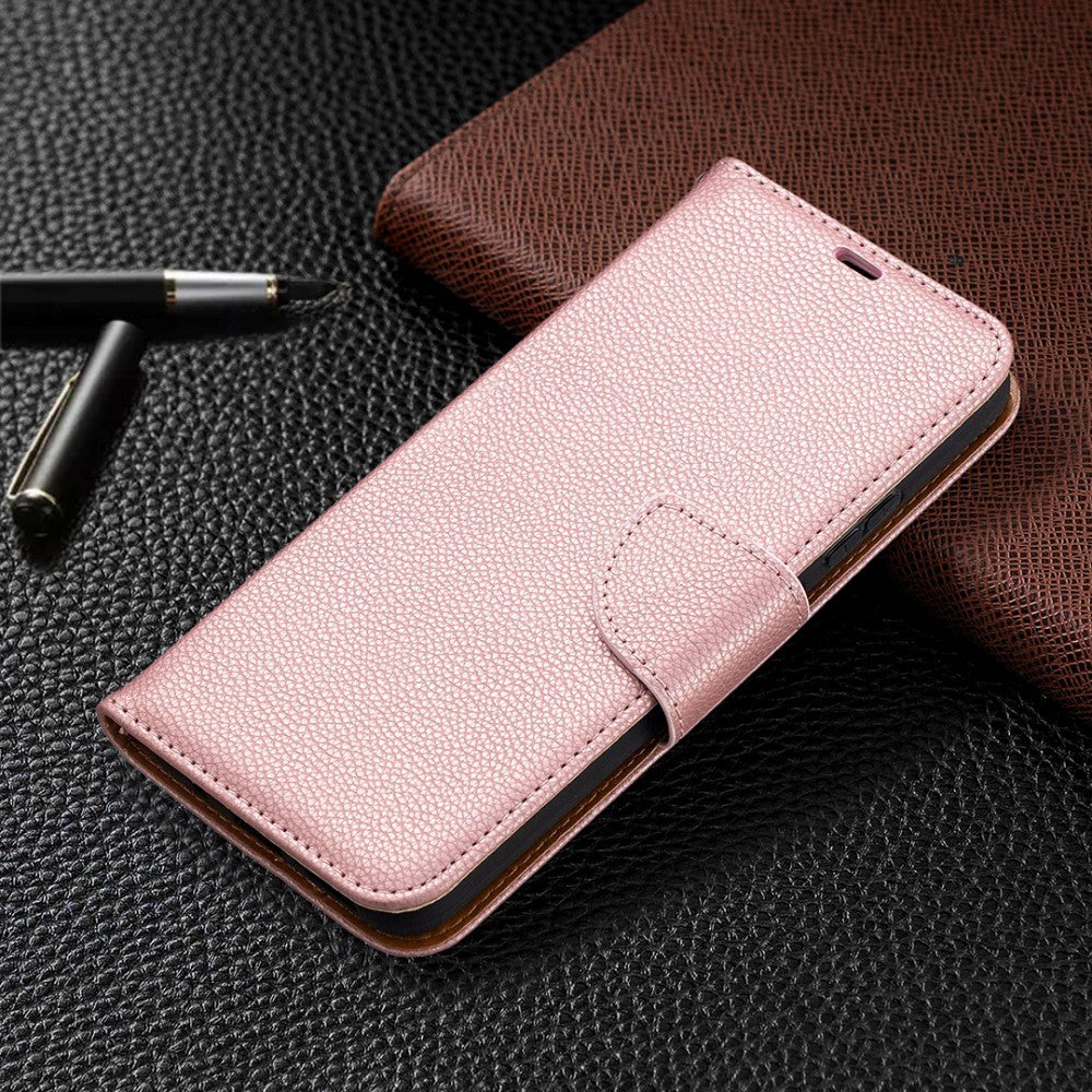 Nokia 3.4 Læder Flip Cover m. Litchi Tekstur - Rose Gold