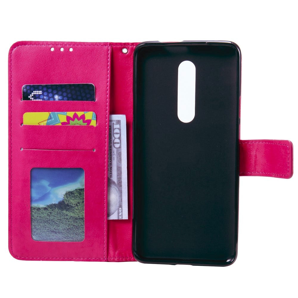 Nokia 2.4 Læder Flip Cover - Mandala Mønster Rose